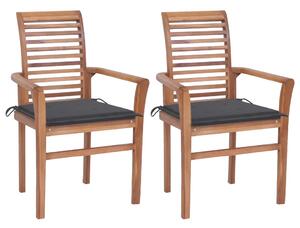 VidaXL Blagovaonske stolice s antracit jastucima 2 kom od tikovine