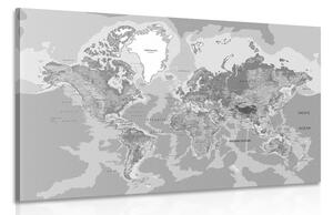 Slika klasičan zemljovid svijeta u crno-bijelom dizajnu