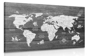 Slika crno-bijela karta na drvu