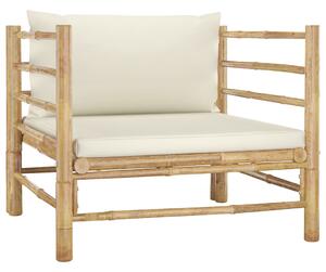 VidaXL Vrtna sofa od bambusa s krem bijelim jastucima