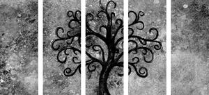 5-dijelna slika crno-bijelo drvo života