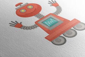 Slika s motivom robota u crvenoj boji