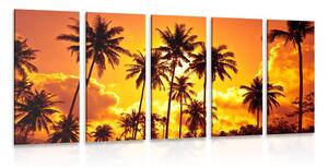 5-dijelna slika kokosove palme na plaži