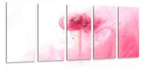 5-dijelna slika ružičasti cvijet u zanimljivom dizajnu