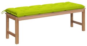 VidaXL Vrtna klupa s jarko zelenim jastukom 150 cm od masivne tikovine