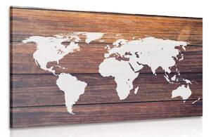 Slika zemljovid svijeta s drvenom pozadinom