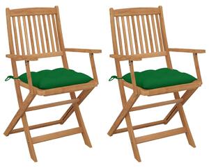 VidaXL Sklopive vrtne stolice s jastucima 2 kom masivno bagremovo drvo