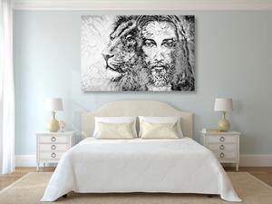 Slika Svemogući s lavom u crno-bijelom dizajnu