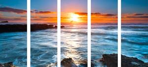 5-dijelna slika romantičan zalazak sunca
