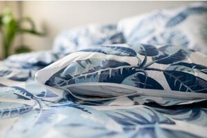 Plava pamučna posteljina Cotton House Monstera, 140 x 200 cm