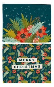 Set 2 pamučne podloge s božićnim motivom Butter Kings Happy Merry, 45 x 35 cm