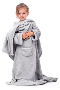 Siva dječja deka s rukavima DecoKing Lazykids
