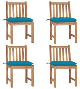 VidaXL Vrtne stolice s jastucima 4 kom od masivne tikovine