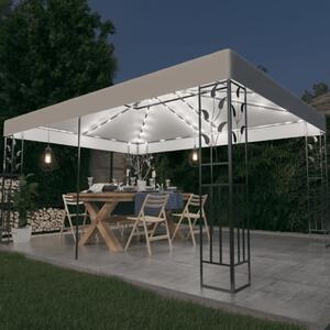 VidaXL Sjenica s dva krova i LED svjetlosnim trakama 3 x 4 m bijela