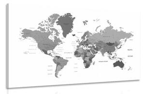Slika zemljovid svijeta u crno-bijeloj boji