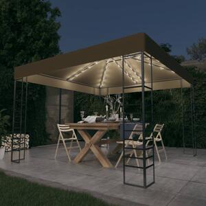 VidaXL Vrtni šator s LED svjetlosnim trakama 3 x 3 m smeđe-sivi