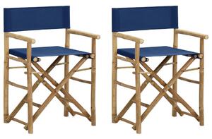 VidaXL Sklopive redateljske stolice od bambusa i tkanine 2 kom plave