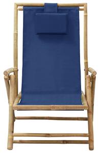 VidaXL Nagibna stolica za opuštanje od bambusa i tkanine modra