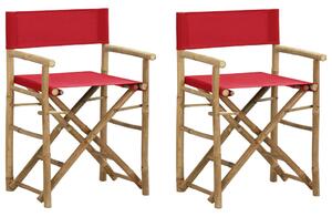 VidaXL Sklopive redateljske stolice od bambusa i tkanine 2 kom crvene