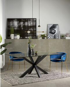Blagovaonski stol sa staklenom pločom i crnim postoljem Kave Home, 160 x 90 cm