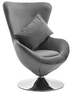 VidaXL Okretna jajolika stolica s jastukom svjetlosiva baršunasta