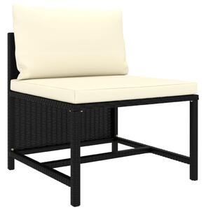 VidaXL 3-dijelni vrtni set sofa od poliratana s jastucima crni