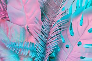 Slika palmini listovi u neobičnim neonskim bojama