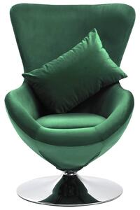 VidaXL Okretna jajolika stolica s jastukom tamnozelena baršunasta