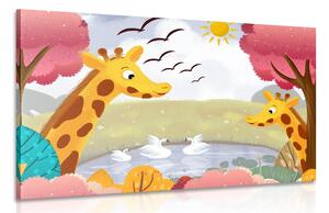 Slika žirafe kraj malog jezera
