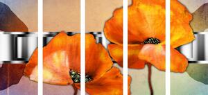 5-dijelna slika cvjetovi u orijentalnom stilu