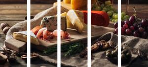 5-dijelna slika varijacije sira na dasci