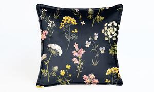 Tamno plavi jastuk s cvjetnim uzorkom Velvet Atelier Flowers, 45 x 45 cm