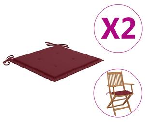 VidaXL Jastuci za vrtne stolice 2 kom boja vina 40x40x3 cm od tkanine