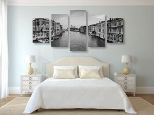 5-dijelna slika slavni kanali u Veneciji u crno-bijelom dizajnu