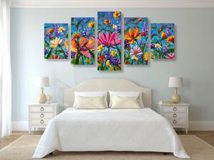 5-dijelna slika šareno cvijeće na livadi