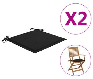 VidaXL Jastuci za vrtne stolice 2 kom crni 40 x 40 x 3 cm od tkanine