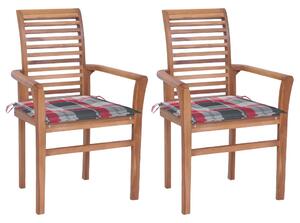 VidaXL Blagovaonske stolice s crvenim jastucima 2 kom masivna tikovina