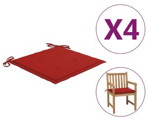 VidaXL Jastuci za vrtne stolice 4 kom crveni 50 x 50 x 3 cm od tkanine