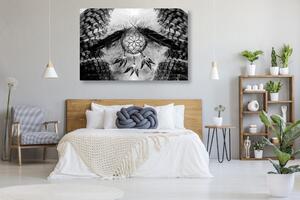 Slika indijanski hvatač snova u crno-bijelom dizajnu