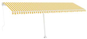VidaXL Samostojeća tenda na ručno uvlačenje 600 x 350 cm žuto-bijela