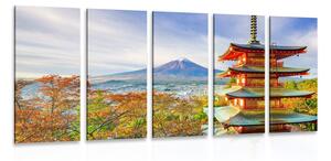 5-dijelna slika pogled na Chureito Pagodu i planinu Fuji