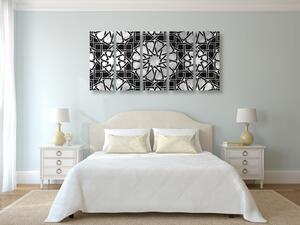 5-dijelna slika orijentalni mozaik u crno-bijelom dizajnu