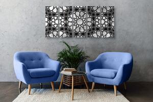 5-dijelna slika orijentalni mozaik u crno-bijelom dizajnu