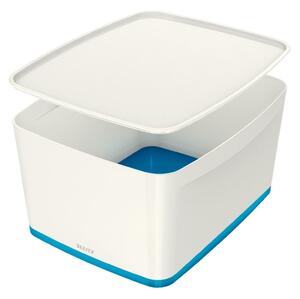 Bijela/plava plastična kutija za pohranu s poklopcem 32x38.5x20 cm MyBox – Leitz