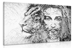 Slika Svemogući s lavom u crno-bijelom dizajnu