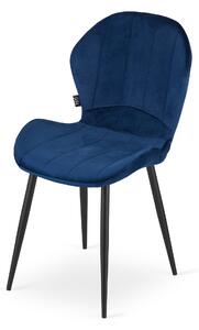 Plava stolica od baršuna TERNI s crnim nogama