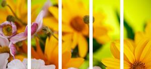 5-dijelna slika buket ljetnog cvijeća
