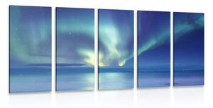 5-dijelna slika polarna svjetlost iznad oceana