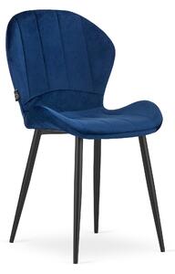 Plava stolica od baršuna TERNI s crnim nogama