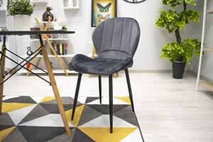 Siva stolica od baršuna TERNI s crnim nogama